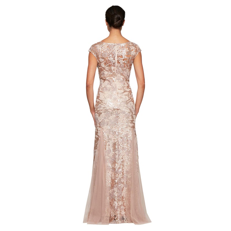 Alex Evenings Women's Long Fit and Flare Mother of The Bride Dress with Godet Detail (Petite and Regular Sizes), Rose Gold, 18 - Image 2